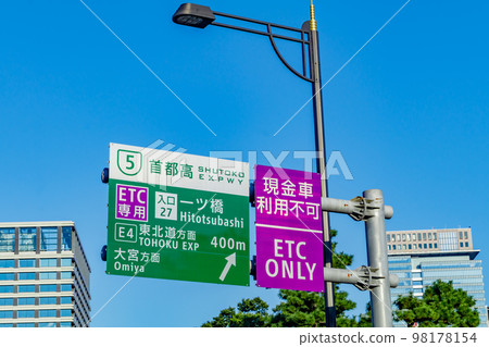 [東京的城市景觀]首都高速一橋匝道（ETC專用） 98178154