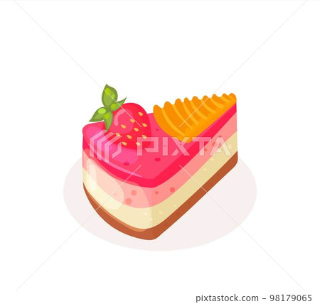 A piece of cake with strawberry. Decoration for menu, posters A piece of cake with strawberry. Decoration for menu, posters 98179065
