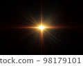 3D illustration Lens Flare. Light over black background. Optical Flare 3D rendering effect element to add overlay or screen filter over your photos. Abstract sun glare digital lens flare background. 98179101