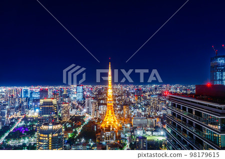 [東京城市景觀]東京市中心的城市夜景 98179615