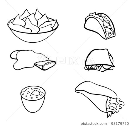 Vector Set of hand drawn Mexican food. Vector illustration in sketch style 98179750