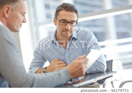 Corporate, research or business people with tablet planning company strategy, finance growth or financial review. Teamwork, focus or employee in office for collaboration, data analysis or idea search Corporate, research or business people with tablet planning company strategy, finance growth or financial review. Teamwork, focus or employee in office for collaboration, data analysis or idea search 98179751