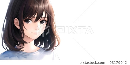 中等頭髮水彩風格的女人 中等頭髮水彩風格的女人 98179942