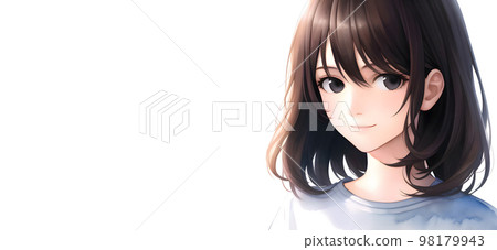 中等頭髮水彩風格的女人 中等頭髮水彩風格的女人 98179943