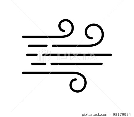 Wind blow line icon. Air flow flat sign. Symbol of windy weather. Climate web design element. Curl line icon. Vector illustration isolated on white background. Editable stroke 98179954