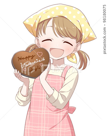 Girl with handmade Valentine's chocolate _ smile 98180075