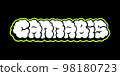 Cannabis Smoke Letters Sign Marijuana Package Sticker or T-shirt Design in Cartoon Graffiti Style 98180723