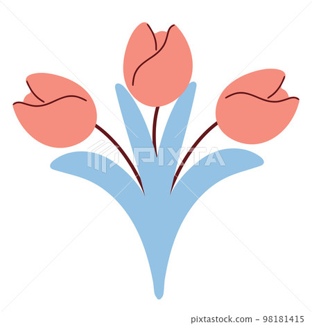 Bouquet of tulips. Hand drawn spring flowers 98181415