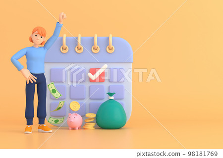 Tax Day Reminder Concept. Businessman submit tax by online concept, online tax payment and report. Business income. 3d illustration. Tax Day Reminder Concept. Businessman submit tax by online concept, online tax payment and report. Business income. 3d illustration. 98181769