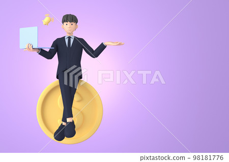 Tax Day Reminder Concept. Businessman submit tax by online concept, online tax payment and report. Business income. 3d illustration. 98181776