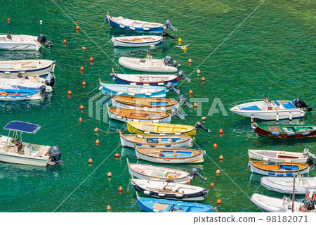 Small Boats Moored in the Port - Vernazza Cinque Terre Liguria Italy 98182071
