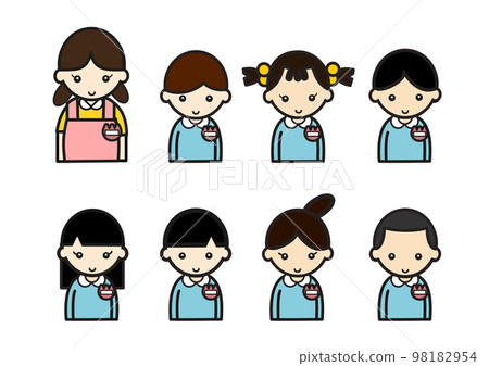 Kindergarten children and teacher set 98182954