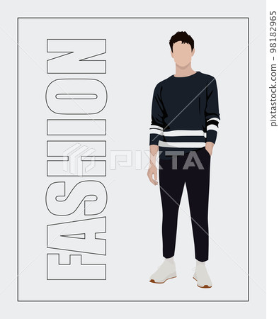 Fashion guy in stylish clothes in flat style. The guy on a stylish background with the inscription fashion 98182965