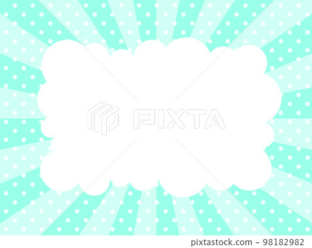 Illustration of a fluffy speech bubble frame on a sunburst and dot background Illustration of a fluffy speech bubble frame on a sunburst and dot background 98182982