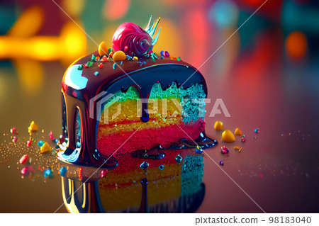 Appetizing chocolate cake, illustration Appetizing chocolate cake, illustration 98183040