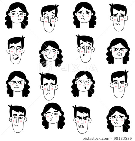 Man and woman face expression. Guy, girl pattern Man and woman face expression. Guy, girl pattern 98183589
