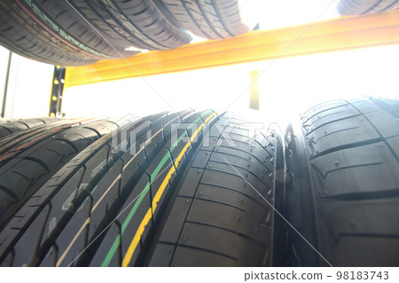tire tread - Car tires at warehouse 98183743