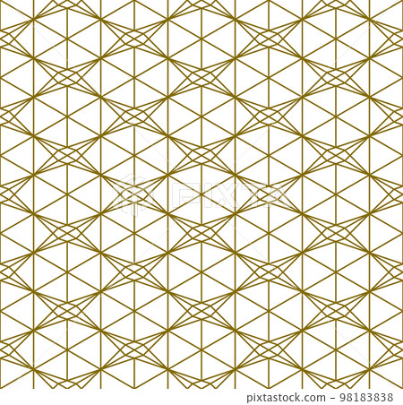 Seamless geometric pattern based on japanese style Kumiko.Gold lines. Seamless geometric pattern based on japanese style Kumiko.Gold lines. 98183838