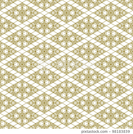 Seamless geometric pattern based on japanese style Kumiko.Gold lines. 98183839
