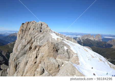 alpine landscape of Dolomites viewed from Marmolada, Italy 98184296