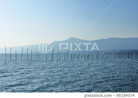 Lake Biwa in winter and Mt. Lake Biwa in winter and Mt. 98184554