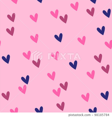 Seamless pattern with hearts in blue-pink colors. Vector graphics. Seamless pattern with hearts in blue-pink colors. Vector graphics. 98185784