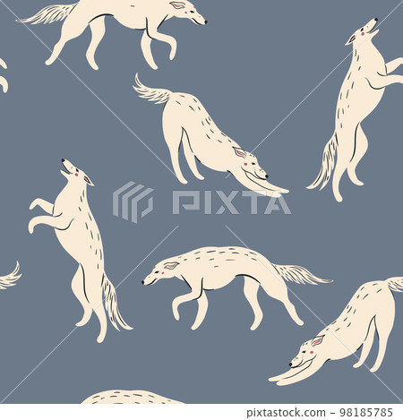 Seamless pattern with greyhound breed dogs. Vector graphics. Seamless pattern with greyhound breed dogs. Vector graphics. 98185785
