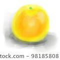 A yellow mandarin orange with only one like a watercolor painting 98185808