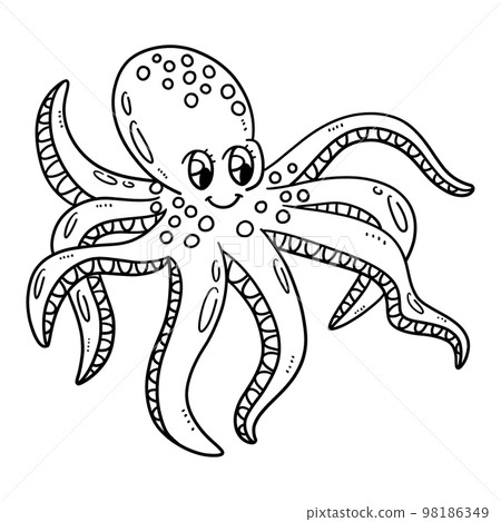 Mother Octopus Isolated Coloring Page for Kids 98186349