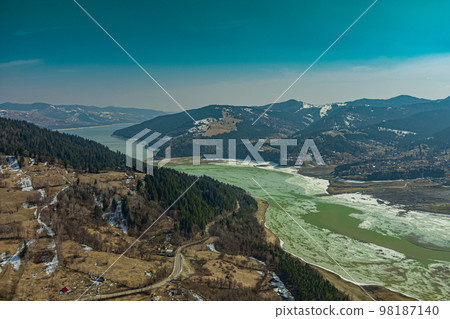 Beautiful mountain view of Bicaz lake Beautiful mountain view of Bicaz lake 98187140