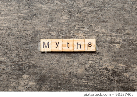 myths word written on wood block. myths text on table, concept myths word written on wood block. myths text on table, concept 98187403