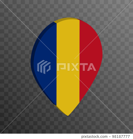 Map pointer with Romania flag. Vector illustration. 98187777