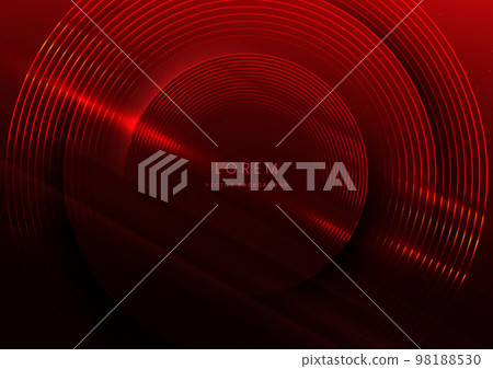 Abstract technology futuristic neon circle glowing red light lines on dark blue background. Abstract technology futuristic neon circle glowing red light lines on dark blue background. 98188530