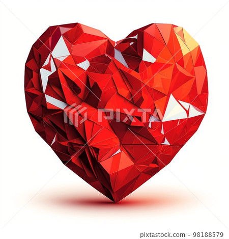 Polygonal valentine red love heart 98188579