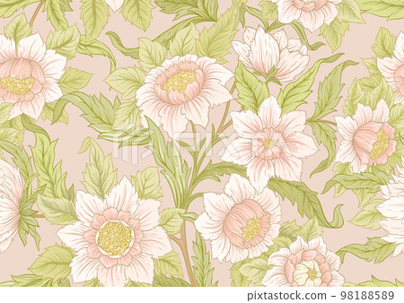 Decorative flowers and leaves in art nouveau style 98188589