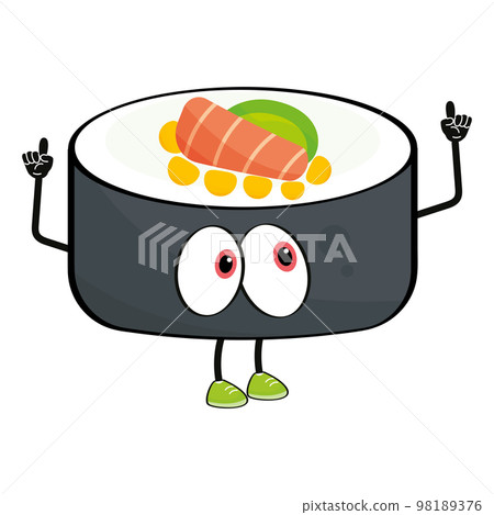 Isolated cute sushi cartoon character Vector 98189376