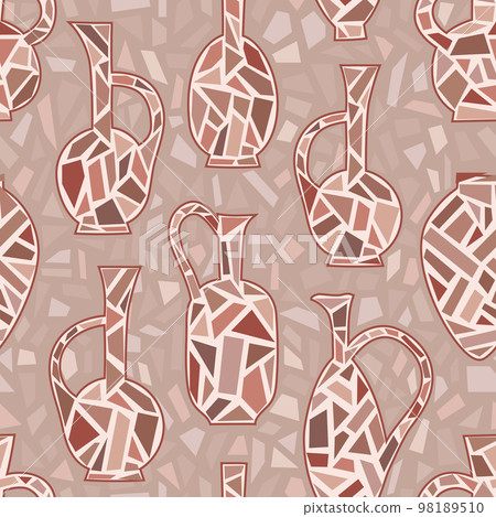 Traditional Georgian clay vessels, pots, Qvevri, jugs, jars for wine. Vector background. Traditional Georgian clay vessels, pots, Qvevri, jugs, jars for wine. Vector background. 98189510