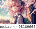 Spring beautiful girl image with cherry blossoms (AI generation) 98189668
