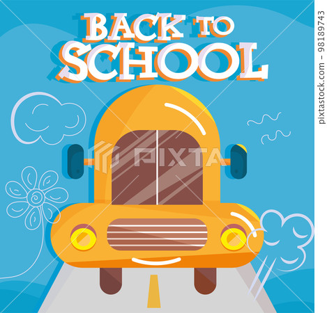 Isolated cartoonish school bus Back to school poster Vector Isolated cartoonish school bus Back to school poster Vector 98189743