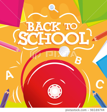 Isolated school ring Back to school comic poster Vector Isolated school ring Back to school comic poster Vector 98189744