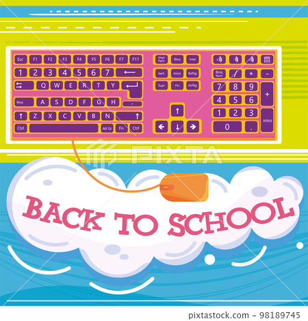 Isolated colored computer keyboard Back to school poster Vector Isolated colored computer keyboard Back to school poster Vector 98189745