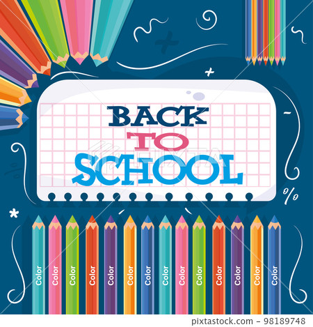 Group of colored pencils Back to school poster Vector Group of colored pencils Back to school poster Vector 98189748