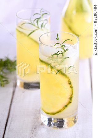 Glass of lemonade with pineapple 98190494
