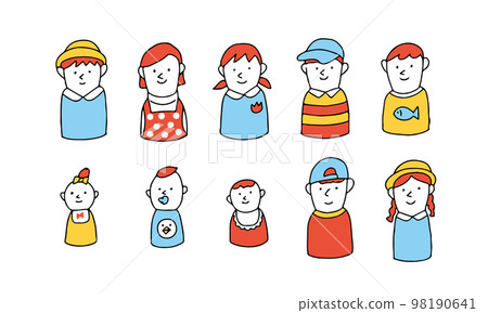 Kids illustration icon set from elementary school to baby Kids illustration icon set from elementary school to baby 98190641