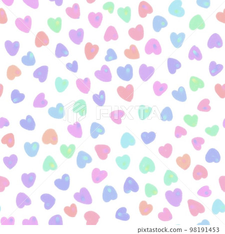 Rainbow line Heart, background and pattern, Hand drawn in doodle style. 98191453