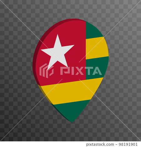 Map pointer with Togo flag. Vector illustration. Map pointer with Togo flag. Vector illustration. 98191901