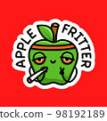 Apple Fritter Cannabis Strain Sign Marijuana Package Sticker or T-shirt Design in Cartoon Graffiti 98192189
