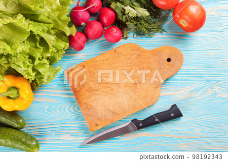 fresh vegetable on wooden background 98192343