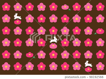 Simple cute camellia and rabbit pattern rectangle type 3 98192566
