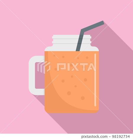 Peach smoothie icon. Flat illustration of peach smoothie vector icon for web design Peach smoothie icon. Flat illustration of peach smoothie vector icon for web design 98192734